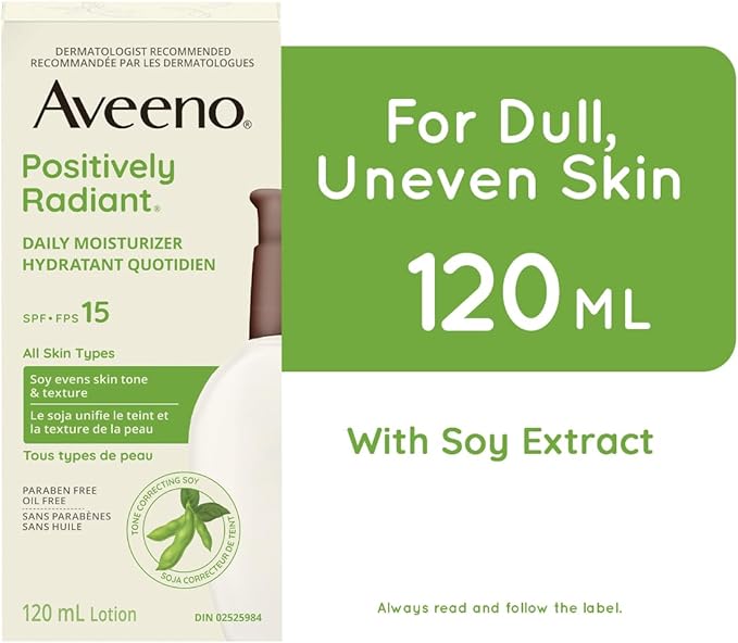 Aveeno Positively Radiant Daily Moisturizer SPF 15, Soy Formula, 120-mL, Pack of 1 - Image 3
